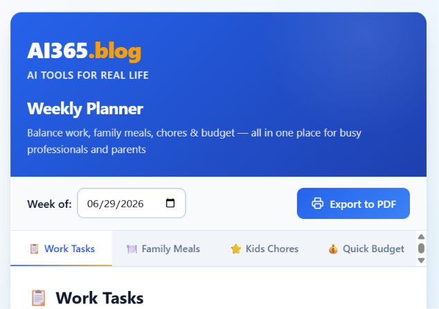 screenshot of the AI365 Weekley calendar